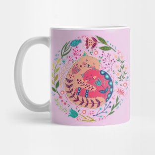 colorful illustration with beautiful cat and flowers #3 Mug